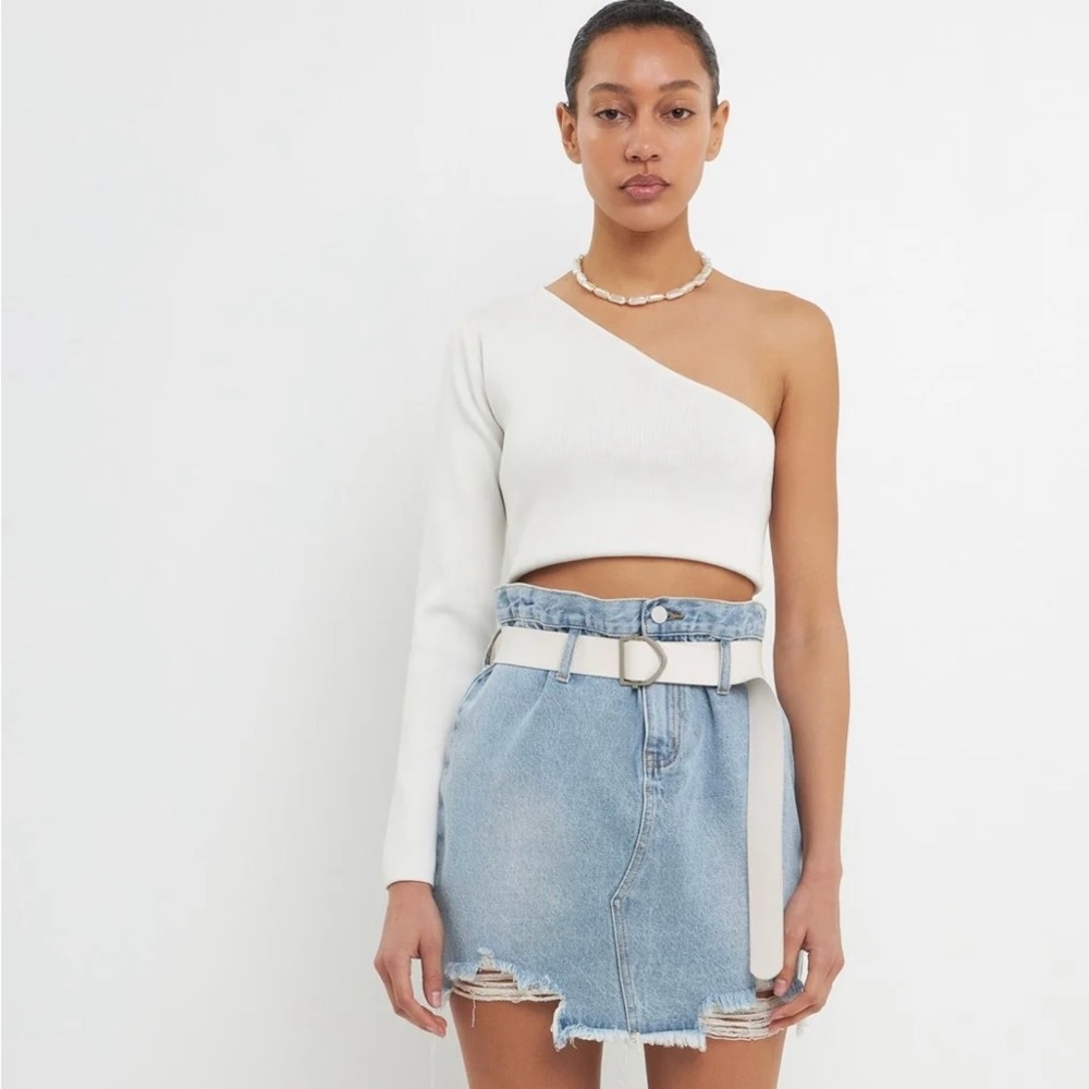 Grey Lab Denim Skirt